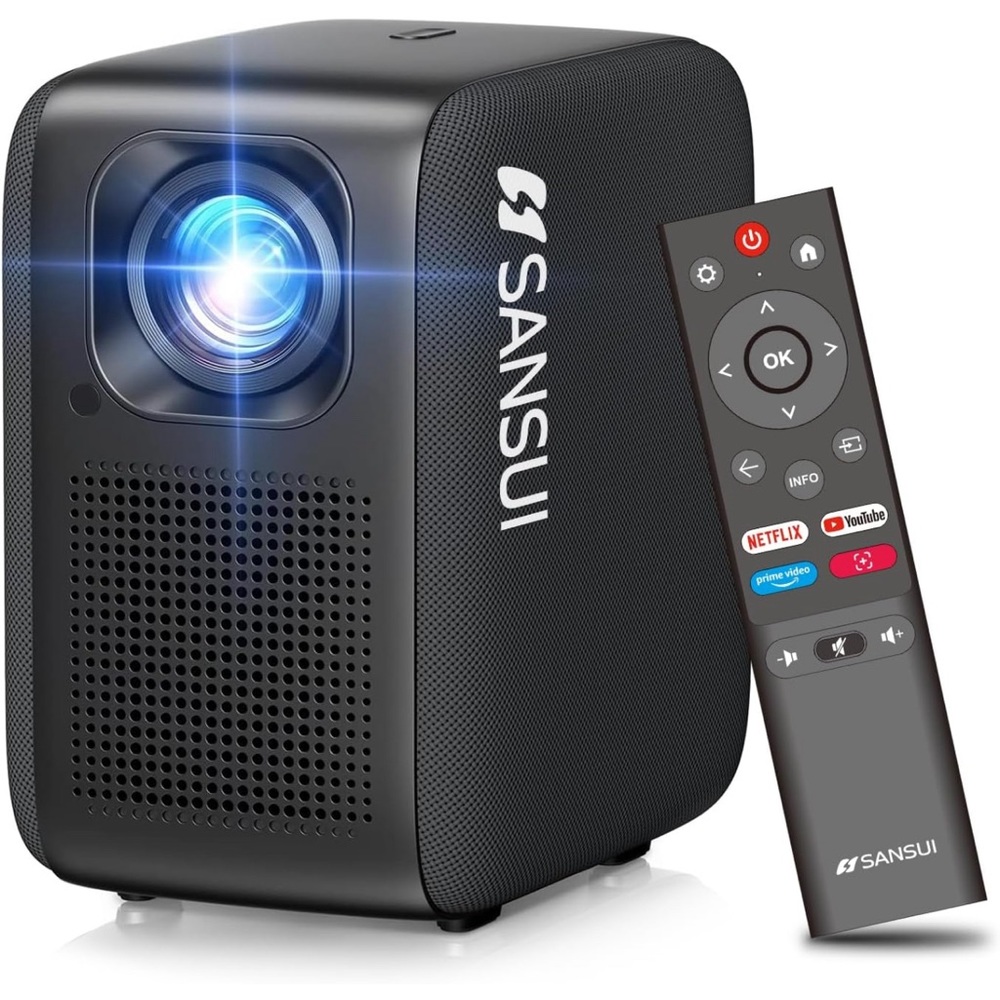 SANSUI Portable Projector with WiFi and Bluetooth, 1080P Smart Projector